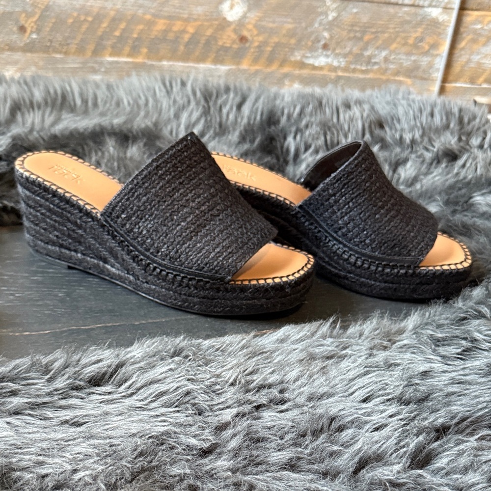 Elegant Black Espadrille Wedge Sandals